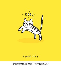  Cute cat doodle vector design,Cat hand drawn doodle cartoon,cat vector illustration.