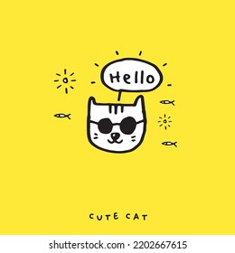 Cute cat doodle vector design,Cat hand drawn doodle cartoon,cat vector illustration for print, web, mobile and infographics isolated on white background.
