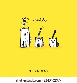 Diseño vectorial de garrapatas, dibujos animados de garrapatas, ilustración vectorial de gatos para impresión
