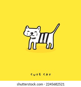Cute cat doodle vector design,Cat hand drawn doodle cartoon,cat vector illustration for print, cute animal