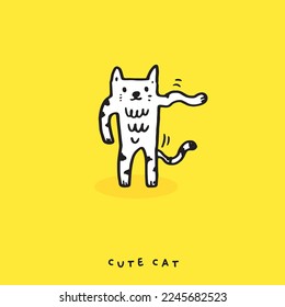 Cute cat doodle vector design,Cat hand drawn doodle cartoon,cat vector illustration for print, cute animal
