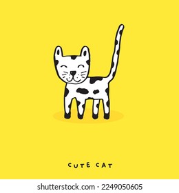 Cute cat doodle vector design,Cat hand drawn doodle cartoon,cat vector illustration for print, cute animal