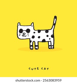 Cute cat doodle vector design,Cat hand drawn doodle cartoon,cat vector illustration for print, cute animal