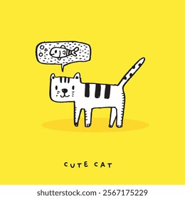  Cute cat doodle vector design,Cat hand drawn doodle cartoon,cat vector illustration, cute animal