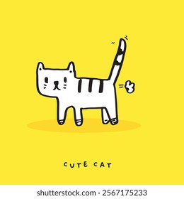  Cute cat doodle vector design,Cat hand drawn doodle cartoon,cat vector illustration, cute animal