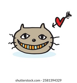 Cute cat doodle vector design,Cat hand drawn doodle cartoon,cat vector illustration, cute animal
