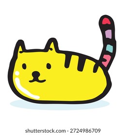 Diseño lindo del Vector del doodle del gato, dibujos animados dibujados a mano del doodle del gato, Ilustración vectorial del gato, animal lindo