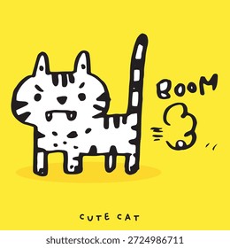 Design de vetor de doodle de gato bonito, Desenho de doodle desenhado à mão de gato, ilustração de vetor de gato, animal bonito