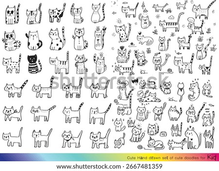 Cute cat doodle vector design,Cat hand drawn doodle cartoon,cat vector illustration, cute animal