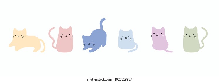Cute cat doodle vector set eps10