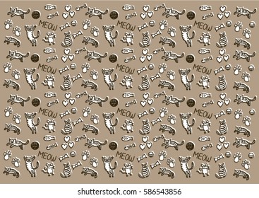 Cute cat doodle (Wallpaper vector art)