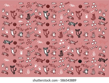 Cute cat doodle (Wallpaper vector art)