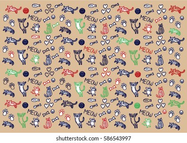 Cute cat doodle (Wallpaper vector art)