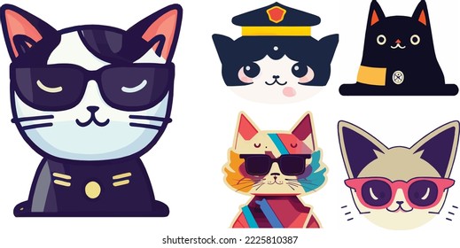 Cute Cat Draw Vector Icon Illustration character collection Bundle 1