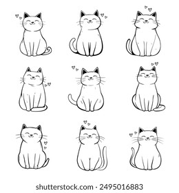 Ilustración de diseño de Clipart de dibujo de gato lindo 