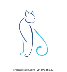 lindo gato dibujando garabato line art