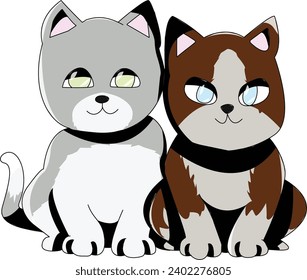 Ilustración de vectores de dibujos de gatos recortados