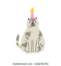 cute cat drawn in flat style. vector children's illustration.