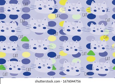 Cute cat drawn pattern vector 