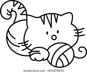 Cute cat drawn with thin lines