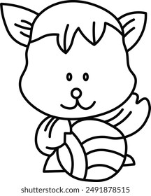Cute cat drawn with thin lines