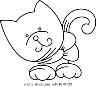 Cute cat drawn with thin lines