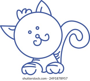 Cute cat drawn with thin lines