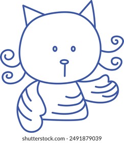 Cute cat drawn with thin lines