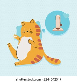 cute cat dreaming with toy character