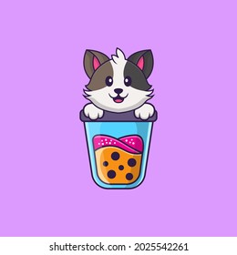 Cute cat Drinking Boba milk tea. Animal cartoon concept isolated. Can used for t-shirt, greeting card, invitation card or mascot.