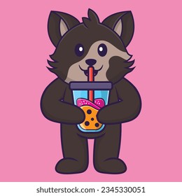 Cute cat Drinking Boba milk tea. Animal cartoon concept isolated. Can used for t-shirt, greeting card, invitation card or mascot