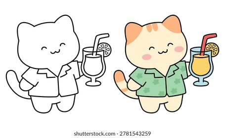 Cute Cat Drinking Orange
