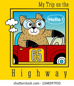 cute cat driving,vector design illustration