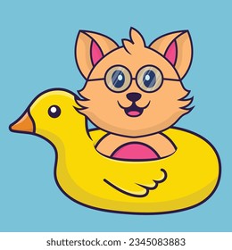 Cute cat With Duck buoy