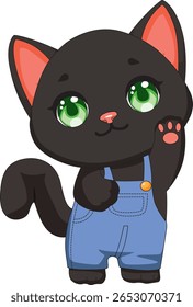 Gato lindo en el Vector del gatito de Dungaree