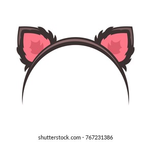 Cute cat ears headband on white background, vector illustration.