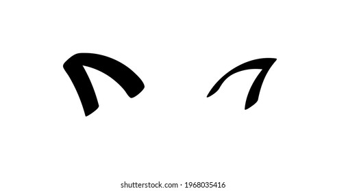 Cute cat ears vector illustration doodle drawing, animal ears. Outline cat's head graphic icon.