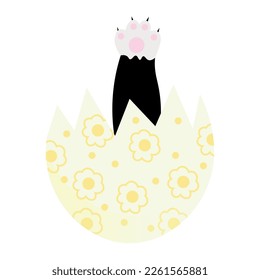 Cute cat in Easter egg on white background