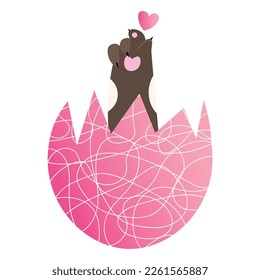 Un gato lindo en el huevo de Pascua con fondo blanco