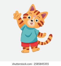 Cute Cat editable colorful vector illustration for children, baby designs for cards, poster decorations, t-shirt prints, stickers, icons and others