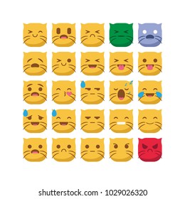 Cute cat emoji emoticon smiley icon set vector isolated collection, suitable for your pet content