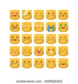 Cute Cat Emoji Emoticon Smiley Icon Set Vector Isolated Collection, Suitable For Your Pet Content