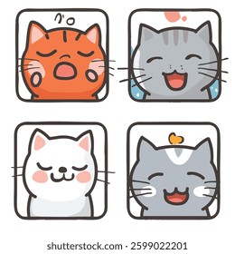 Cute cat emoji set with different expressions