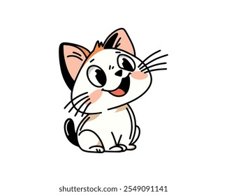 Cute cat. Emoji sticker. Cartoon style. Vector.