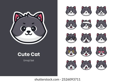 bonitinho emoji gato conjunto adesivo