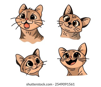 Gato bonito. Adesivo de Emoji. Vetor.