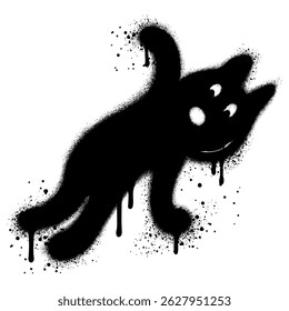 cute cat emoji that is falling or shocked with graffiti style
