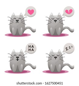 Cute cat emoticon cartoon vector