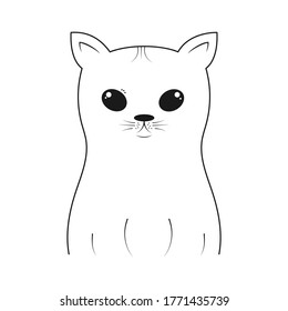 Cute cat. Empty outline for scrapbooking, coloring books and theme design, logos, labels and stickers, isolated on a white background