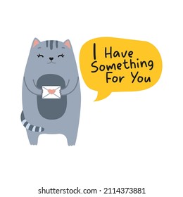 Cute Cat In Envelope Cartoon Vector Icon Illustration. Animal Mail Icon Concept Isolated Premium Vector. Flat Cartoon Style